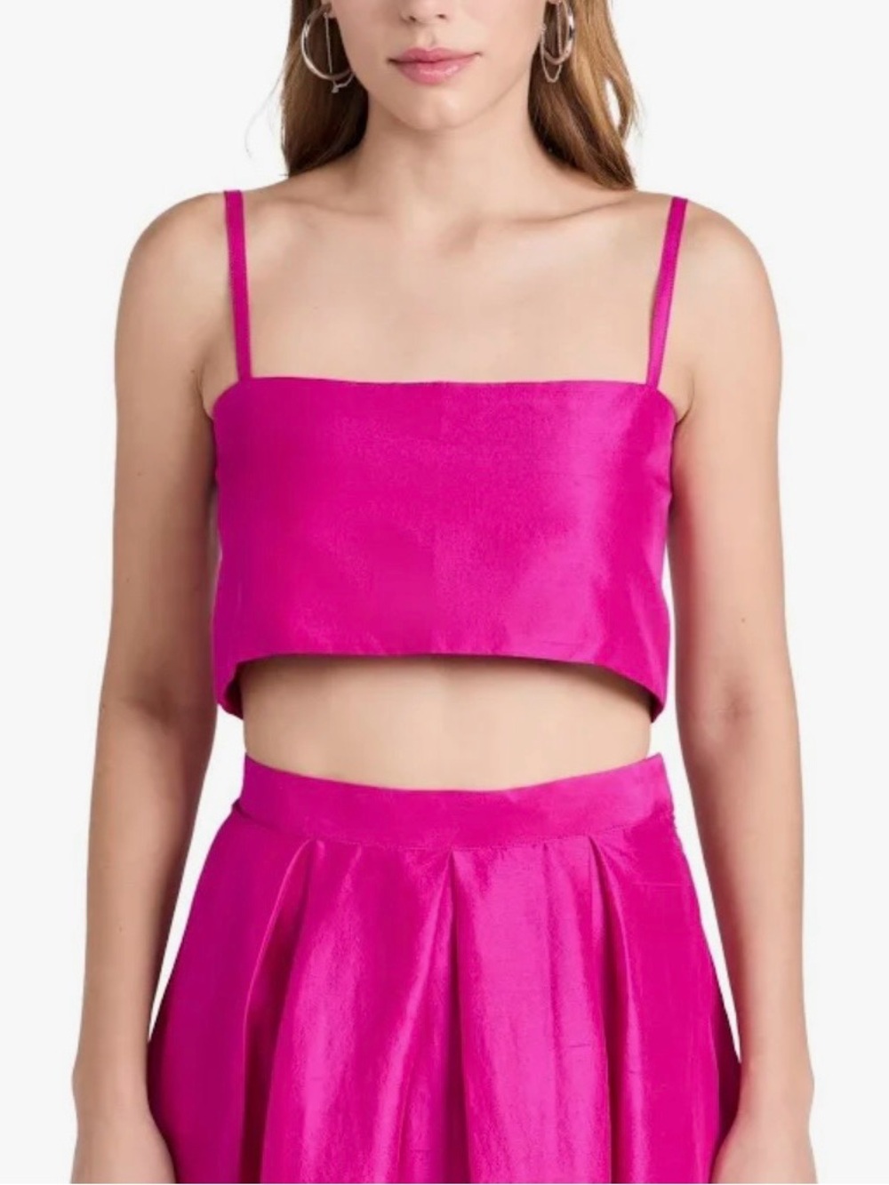 Women’s Fuchsia Cropped Spaghetti Strap Top USA L can fit M